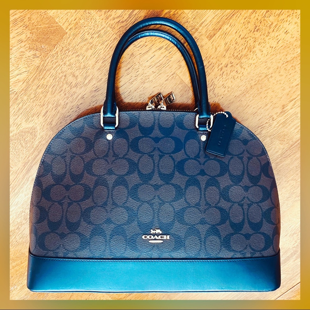 Coach large Sierra Satchel black & Brown coach logo